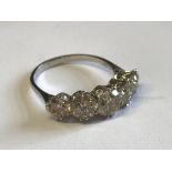 18 carat white gold graduated five stone diamond ring of 2.96 carats