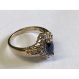 14 carat yellow gold, sapphire & diamond ring