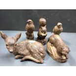 Collection of Poole Pottery stoneware animals designed by Barbara Linley Adams to include fallow