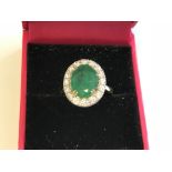 18 carat yellow gold impressive emerald & diamond ring of 4 carats