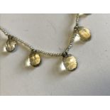 Pretty cultured pearl & citrine set necklace with 9 carat yellow gold barrel clasp