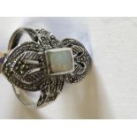 Silver Art Deco style ring with central opal panel