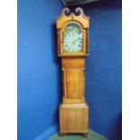 C19th oak long case clock with painted dial