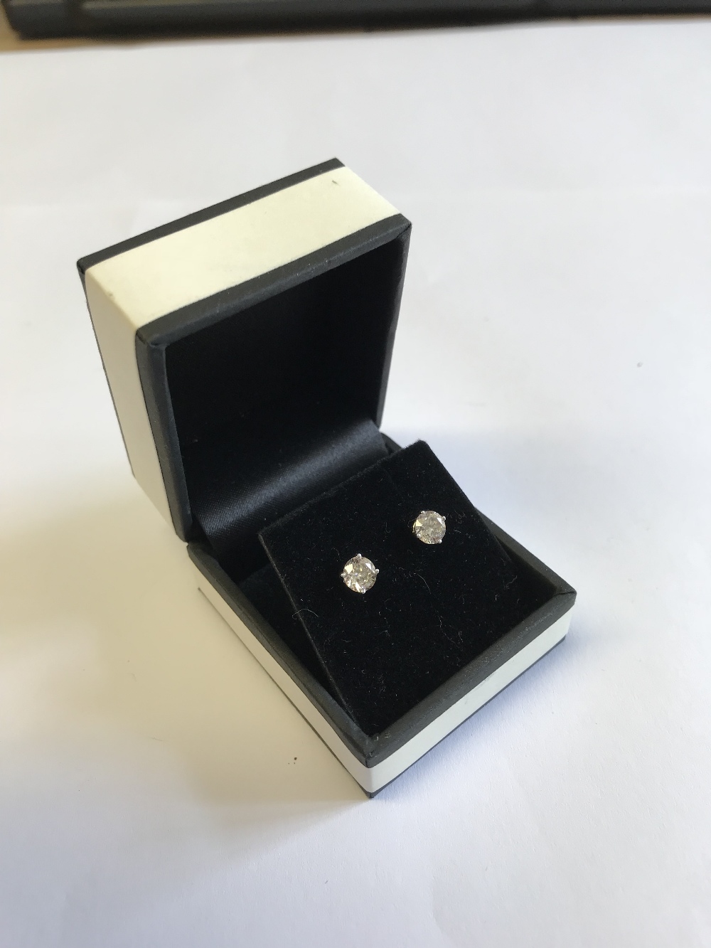 Pair of 14 carat white gold & diamond stud earrings of 1.5 carats approx. - Image 2 of 2