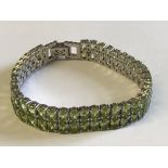 Silver & double row peridot bracelet