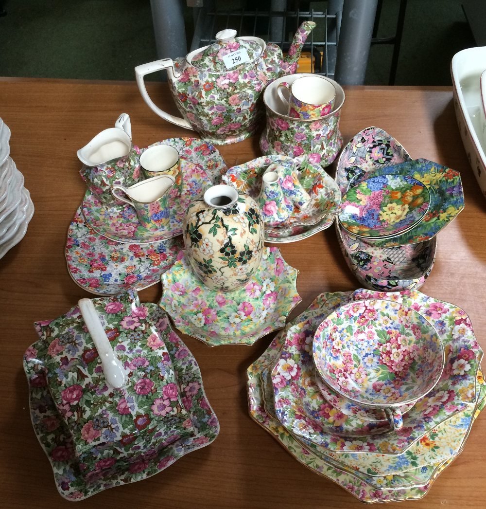 Quantity of floral chintz teawares & pair of fireside ornaments - Image 4 of 4