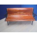 Modern wooden green metal garden bench 125cm