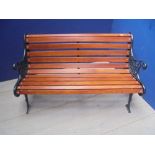 Modern wooden green metal garden bench 122cm