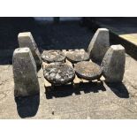 4 complete staddle stones base & tops