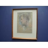 C20th framed & glazed pastel profile portrait of a male figure signed & dated 44x32cm