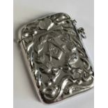 Silver vesta/calling card case with embossed Masonic symbols