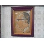 A collection of framed pictures to include maple framed portrait. Oil painting, map etc