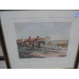 After F.C.Turner "The fox chase", pair of coloured engravings by Charles Hunt, published by