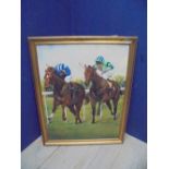 AJ Gooseman "Nashwan claiming victory in the King George Cup" oil on canvas signed & dated 89.