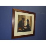 After Jack Vettriano a framed romantic studio print "Prelude to a Kiss" 44x44cm