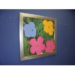 After Andy Warhol a studio framed pop art print study of flowers 64x64cm