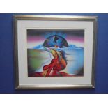 Homage to Salvadore Dali, a framed artwork The Emerging Planet signed 50.5x60cm