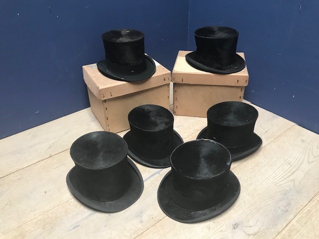 Qty of vintage top hats (6) all small sizes (please remember to check condition of lots before