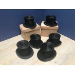 Qty of vintage top hats (6) all small sizes (please remember to check condition of lots before