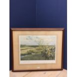 After Lionel Edwards colour print Hunting scene signed in pencil on mount Fine art stamp 34 x 49cm