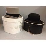 7 1/8 Grey top hat by Lock & Co, Lock & Co bowler hat (please remember to check condition of lots