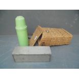 ARP wicker basket with tin & thermos (please remember to check condition of lots before bidding at