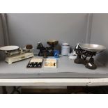 Qty of kitchenalia including 3 sets of scales & weights (please remember to check condition of