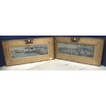 After G Wright, pair of colour prints "Hunting Scenes" 13x42 in original gilt frames embellished