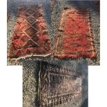 2 Orange background rugs 220x100cm & 160x93cm & Early Turkish rug 260x140cm (3)