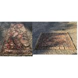 Small multicoloured Turkish wool runner 265x115cm & Turkish wool rug with traditional motif 215x160