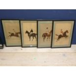 After Ernest Alexandre Bodoy, set of 4 framed C19th French chromolithographs of racehorses &