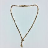 9ct Rose gold curblink Albert chain necklace 20g