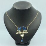 Silver & enamel set necklace in the Art Nouveau style