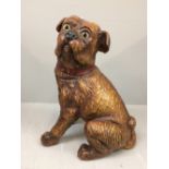 Resin model of a dog with glass eyes 38cm H