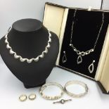 Collection of sterling silver items to include buckle bracelet, pin brooch & Danish jewelry 65.9g