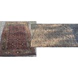 Small wool multi coloured carpet with traditional background on red 180x116cm & woven cotton rug