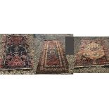 3 wool Turkish rugs with geometric patterns 105x152cm 145x308cm 203x160cm