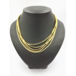 18ct Gold 5 strand fancy link necklace 61g