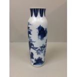 Chinese blue and white vase with floral & figure decoration, 29cmH