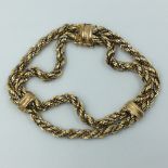 9ct Yellow & white gold double rope twist bracelet 21g