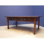 Fruitwood plank top style coffee-table, 123x74cm