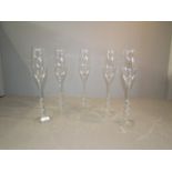 5 Tall champagne flutes on spiral stems