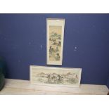 2 Modern Chinese silkwork pictures 30x90 & 60x20cm