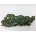 Carved Jade & gilt metal dragon brooch