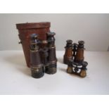 1919 Army issue binoculars S C Howard, Barnet in leather case. Mark V special NO 326623