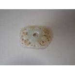 Chinese jade carving of a disc & oblong pendant 6cm