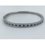 18ct White gold sapphire & diamond bangle of 2.4cts