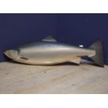 Carved wooden and painted fish, 115cmL