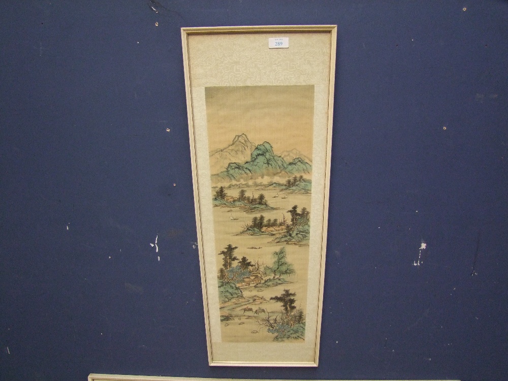 2 Modern Chinese silkwork pictures 30x90 & 60x20cm - Image 4 of 5