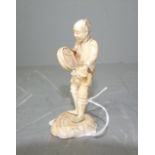 Chinese carved ivory figure of a man with basket ( the arm broken & re glued) 10cm H